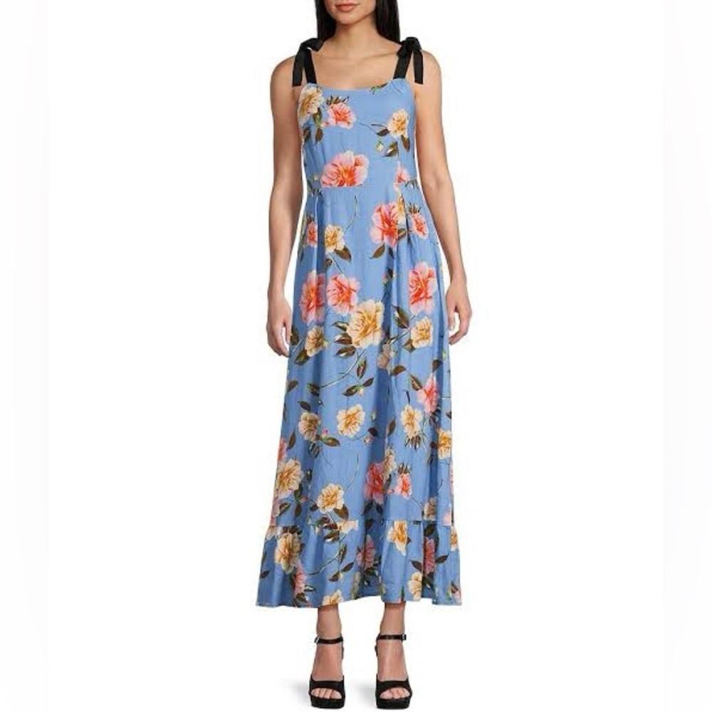 GB
Floral Print Grosgrain Tie Maxi Dress